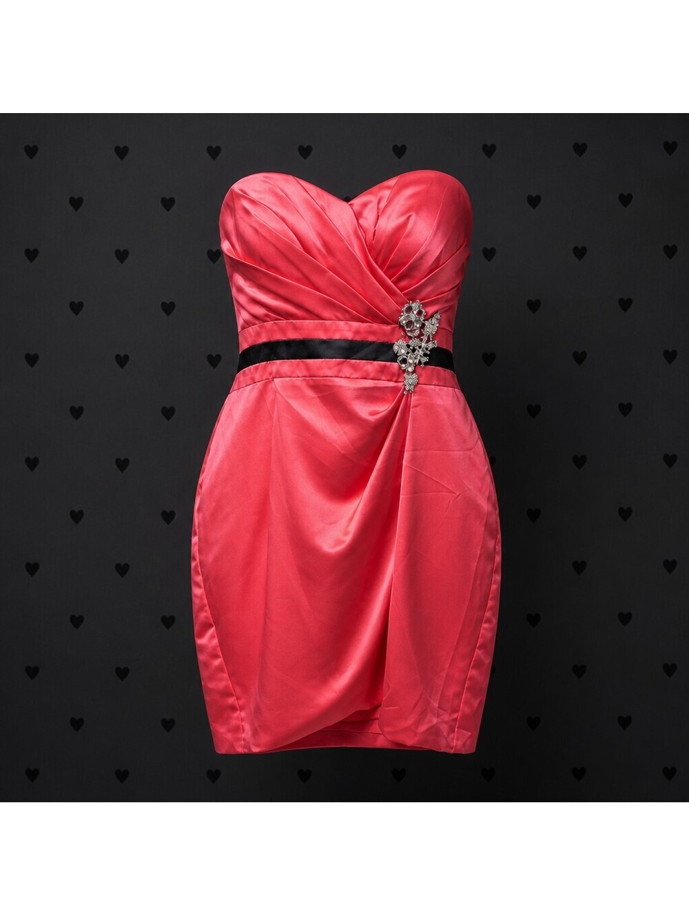 Vintage Y2K Homecoming Watermelon Pink Satin Strapless Mini Dress Plus Sz 204081
